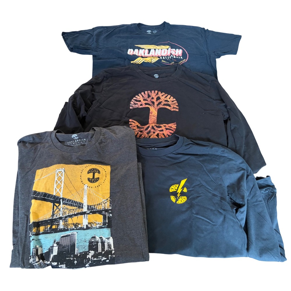 Oaklandish Mens Graphic T-Shirt Bundle Lot of 4 Black Grey Size Large L